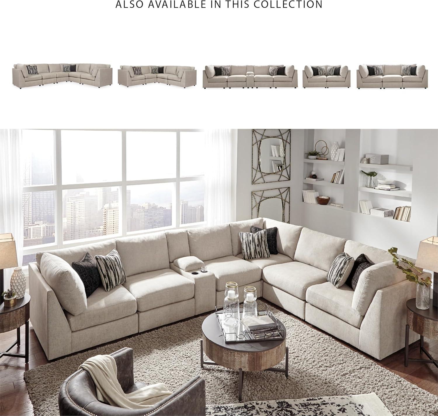imageSignature Design by Ashley Kellway Casual 3Piece Sectional Sofa with Loose Cushions and 4 Accent Pillows BeigeBeige