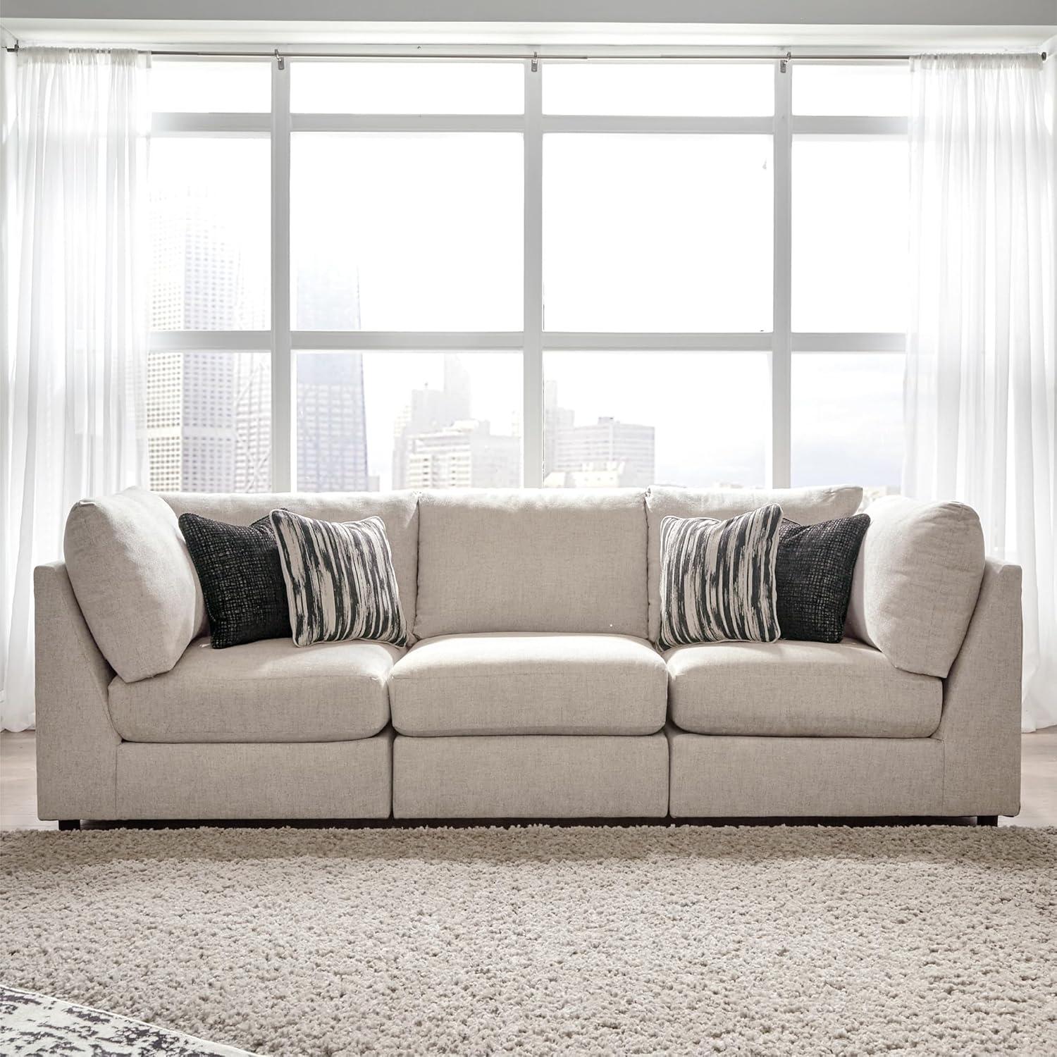 imageSignature Design by Ashley Kellway Casual 3Piece Sectional Sofa with Loose Cushions and 4 Accent Pillows BeigeBeige