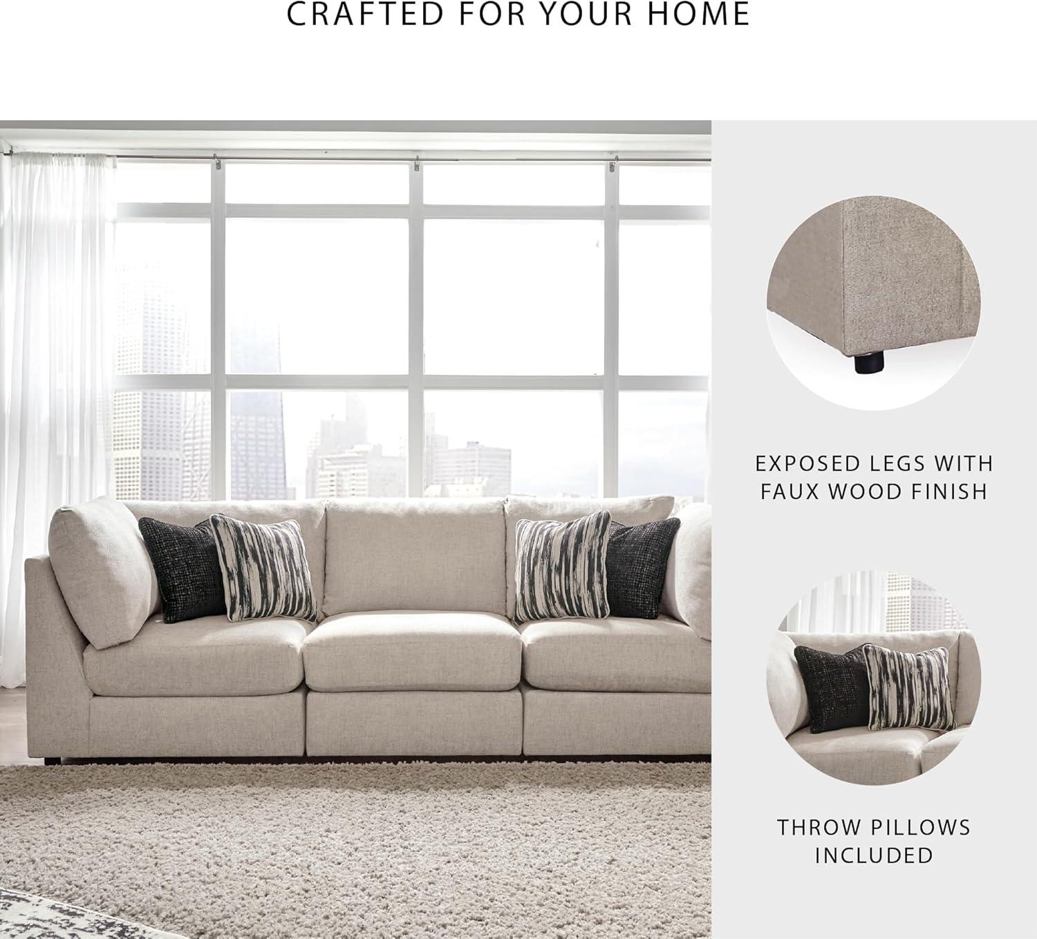 imageSignature Design by Ashley Kellway Casual 3Piece Sectional Sofa with Loose Cushions and 4 Accent Pillows BeigeBeige