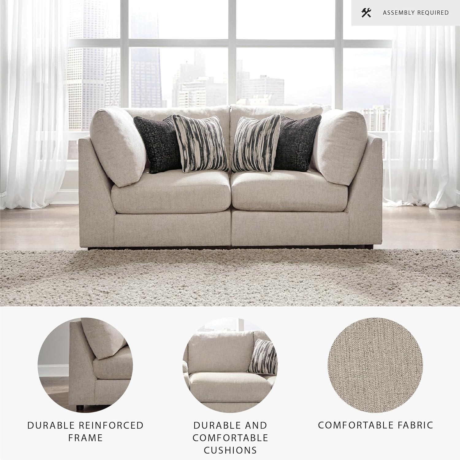 imageSignature Design by Ashley Kellway Casual 3Piece Sectional Sofa with Loose Cushions and 4 Accent Pillows BeigeBeige