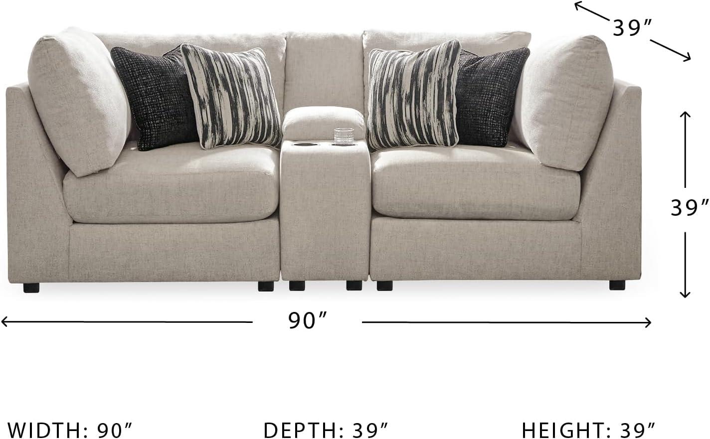 imageSignature Design by Ashley Kellway Casual 3Piece Sectional Sofa with Loose Cushions and 4 Accent Pillows BeigeBeige