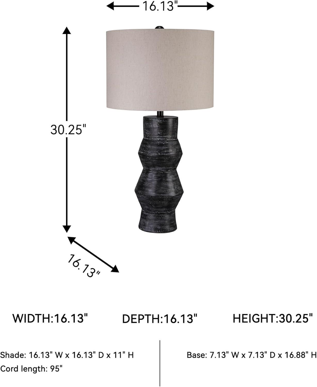 imageSignature Design by Ashley Kerbert Vintage Terra Cotta Table Lamp with 3Way Switch Black ampamp Beige