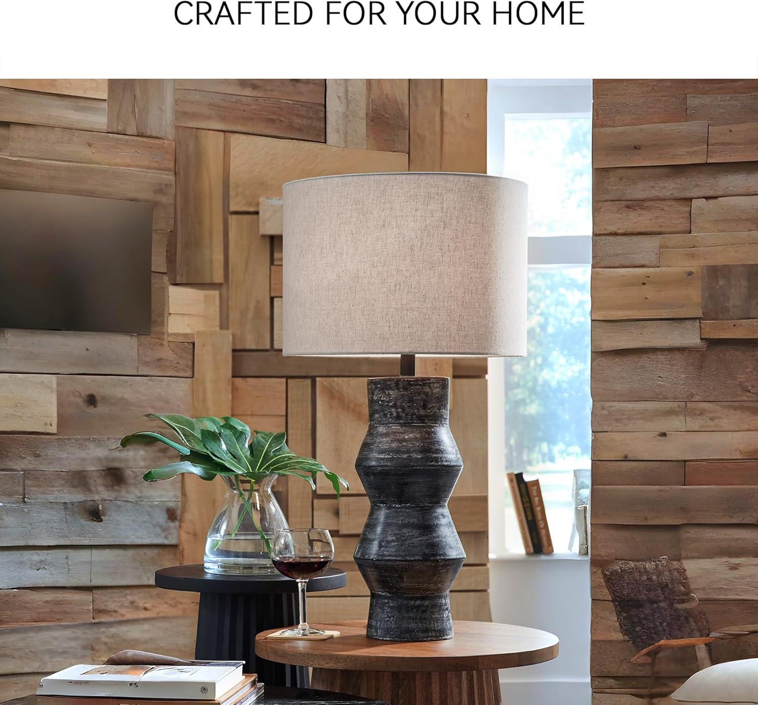 imageSignature Design by Ashley Kerbert Vintage Terra Cotta Table Lamp with 3Way Switch Black ampamp Beige