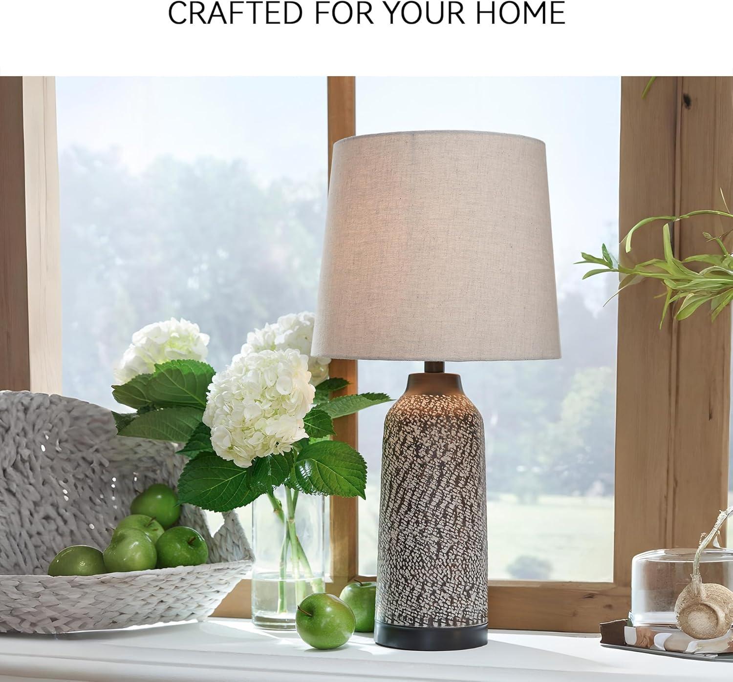 imageSignature Design by Ashley Lanson Casual Table Lamp Set 2 Count Antique Bronze Finish