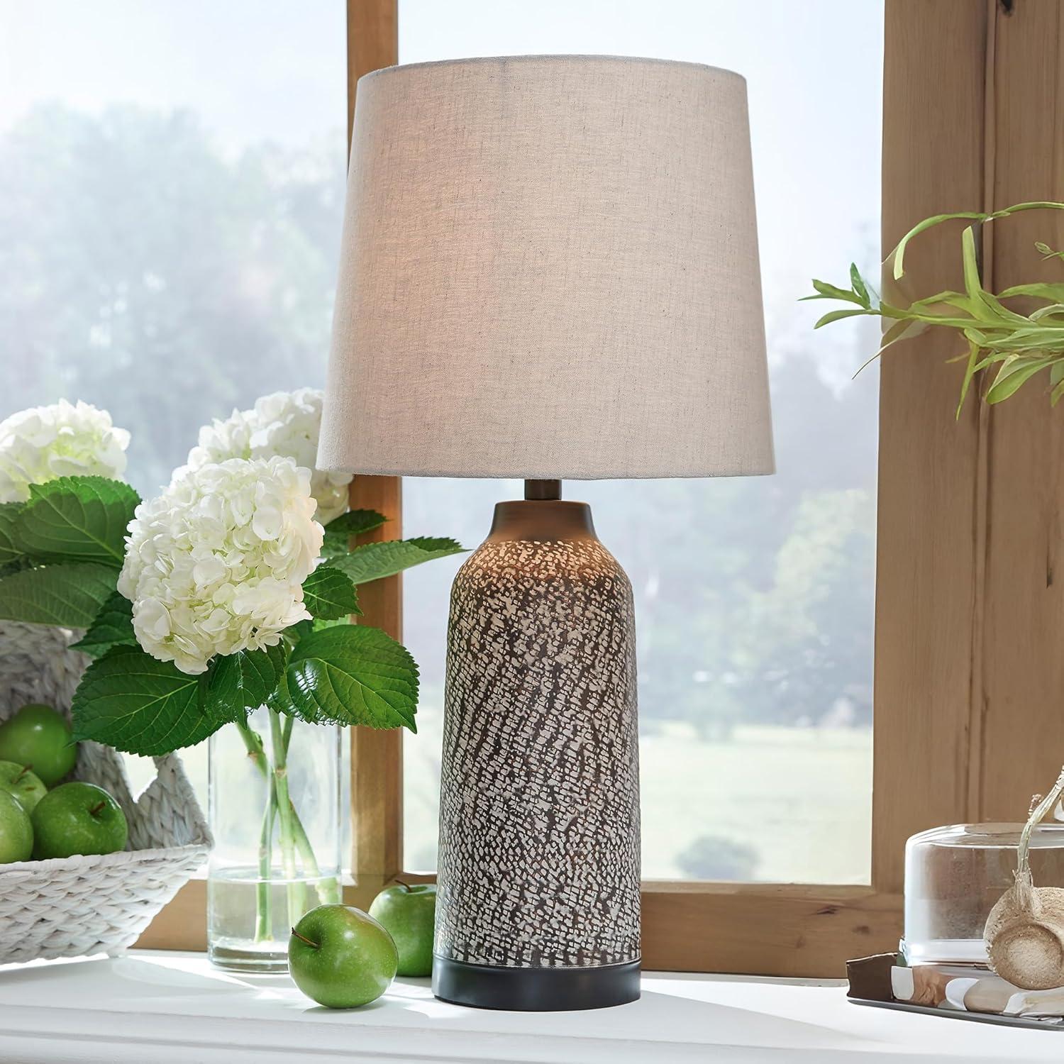 imageSignature Design by Ashley Lanson Casual Table Lamp Set 2 Count Antique Bronze Finish