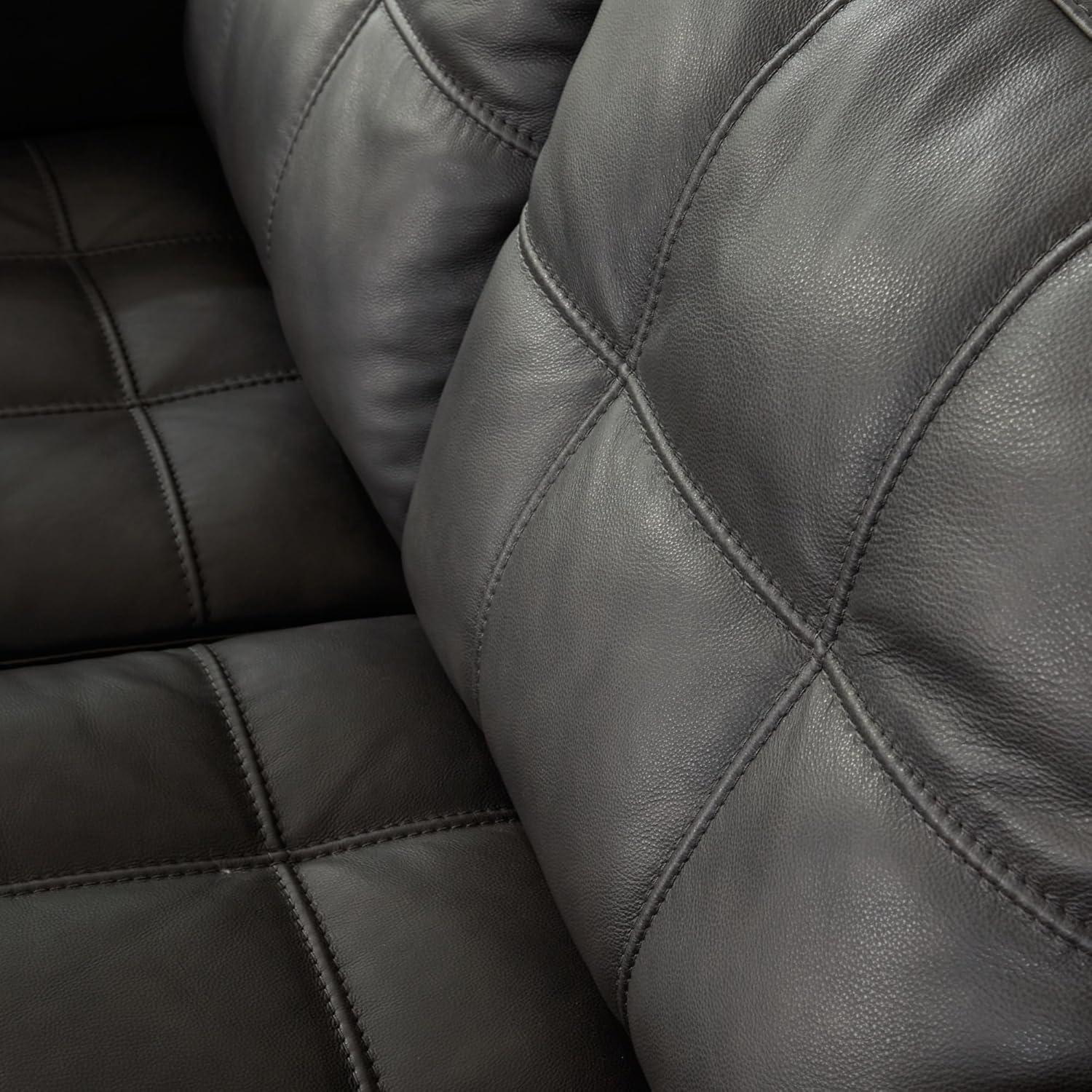 imageSignature Design by Ashley Lombardia Contemporary Leather Match Loveseat Light BrownBlack