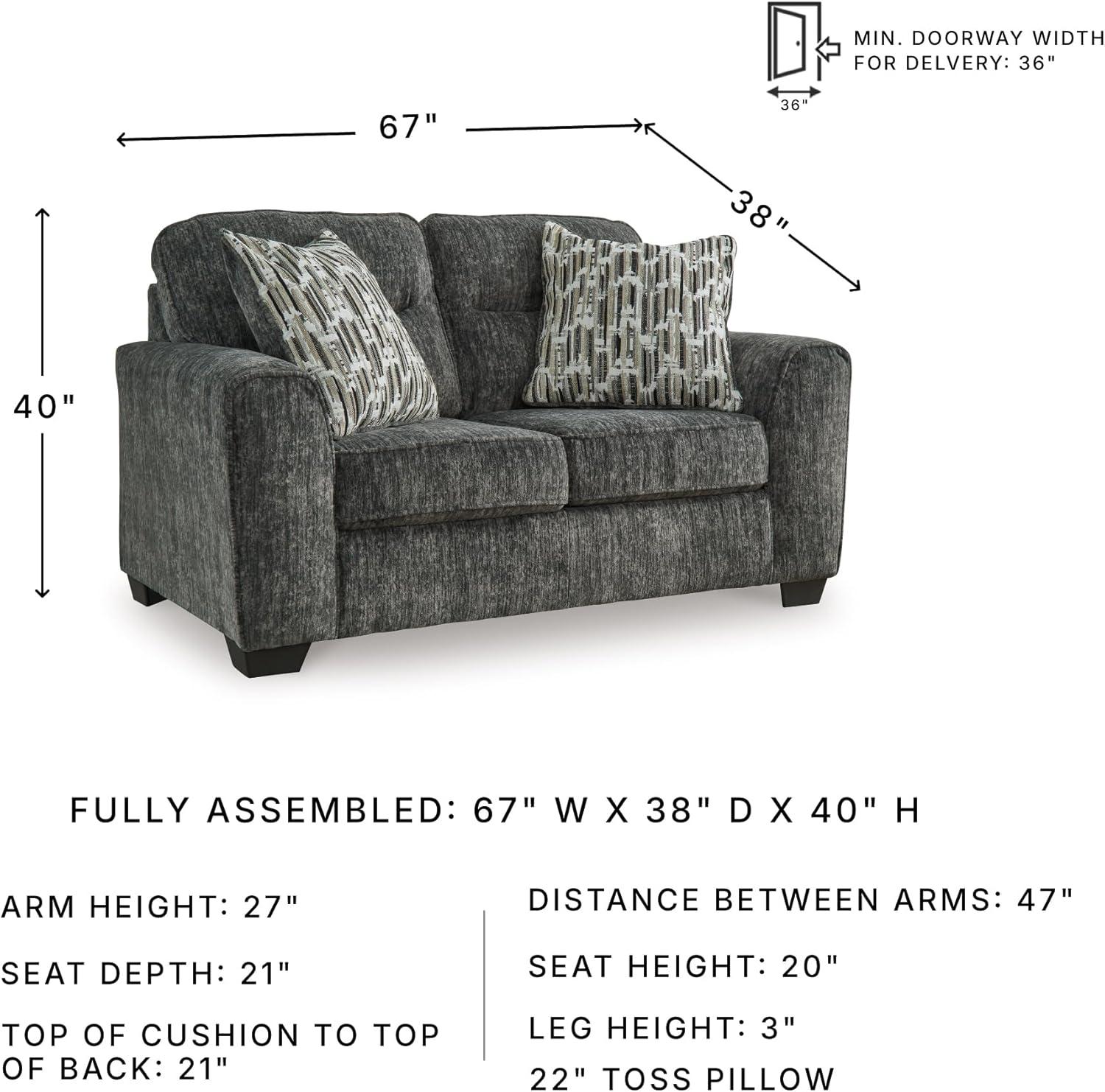 imageSignature Design by Ashley Lonoke Modern Loveseat with 2 Accent Pillows Gray