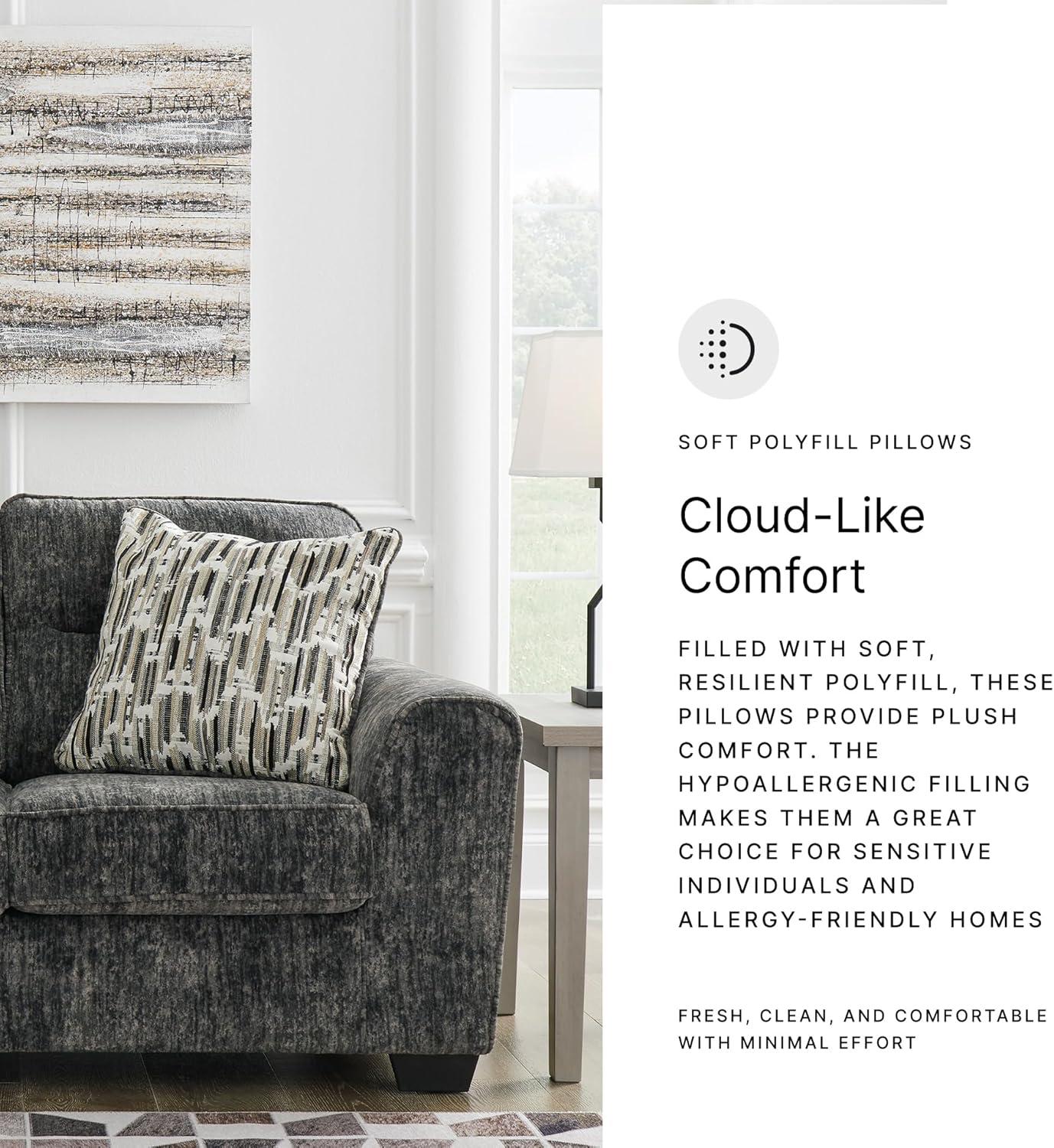 imageSignature Design by Ashley Lonoke Modern Loveseat with 2 Accent Pillows Gray