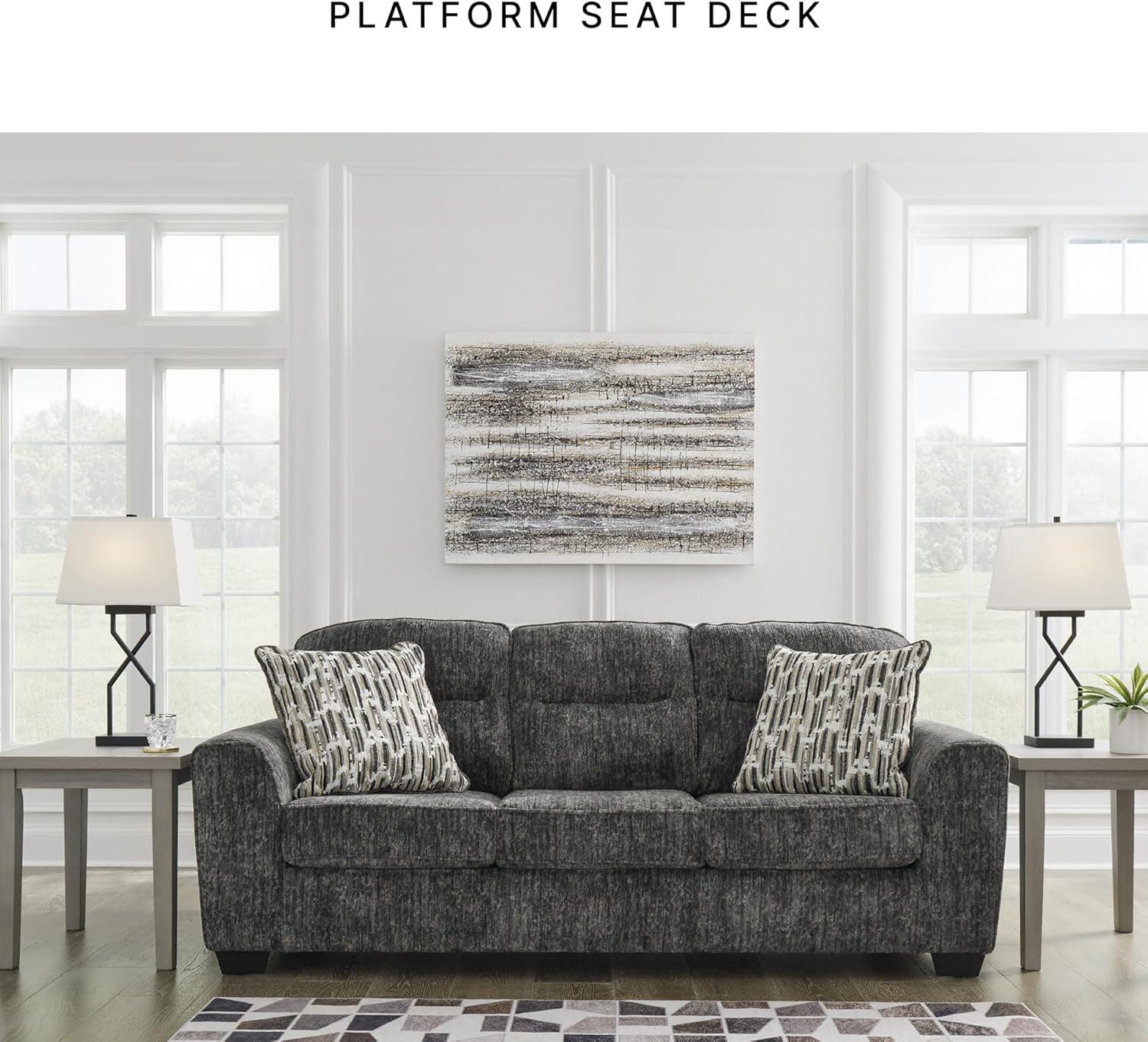 imageSignature Design by Ashley Lonoke Modern Sofa with 2 Accent Pillows Gray