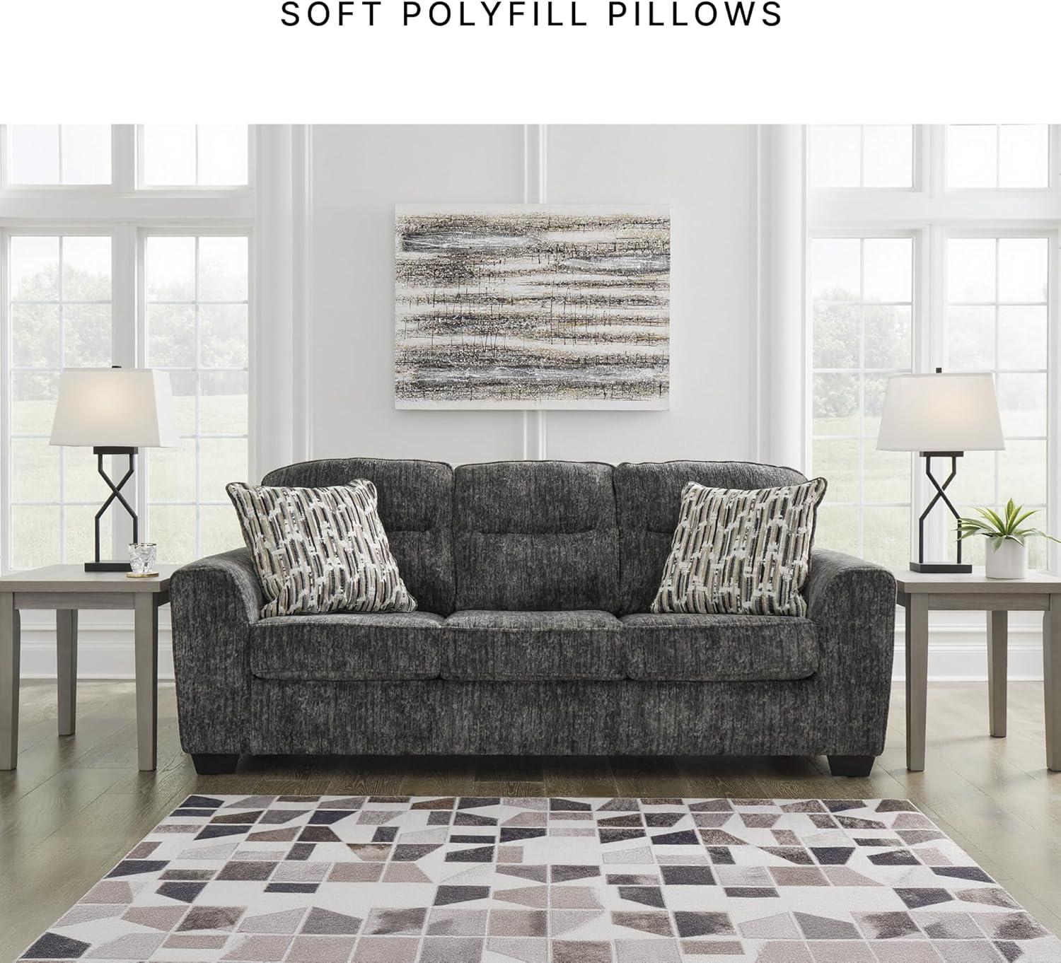 imageSignature Design by Ashley Lonoke Modern Sofa with 2 Accent Pillows Gray