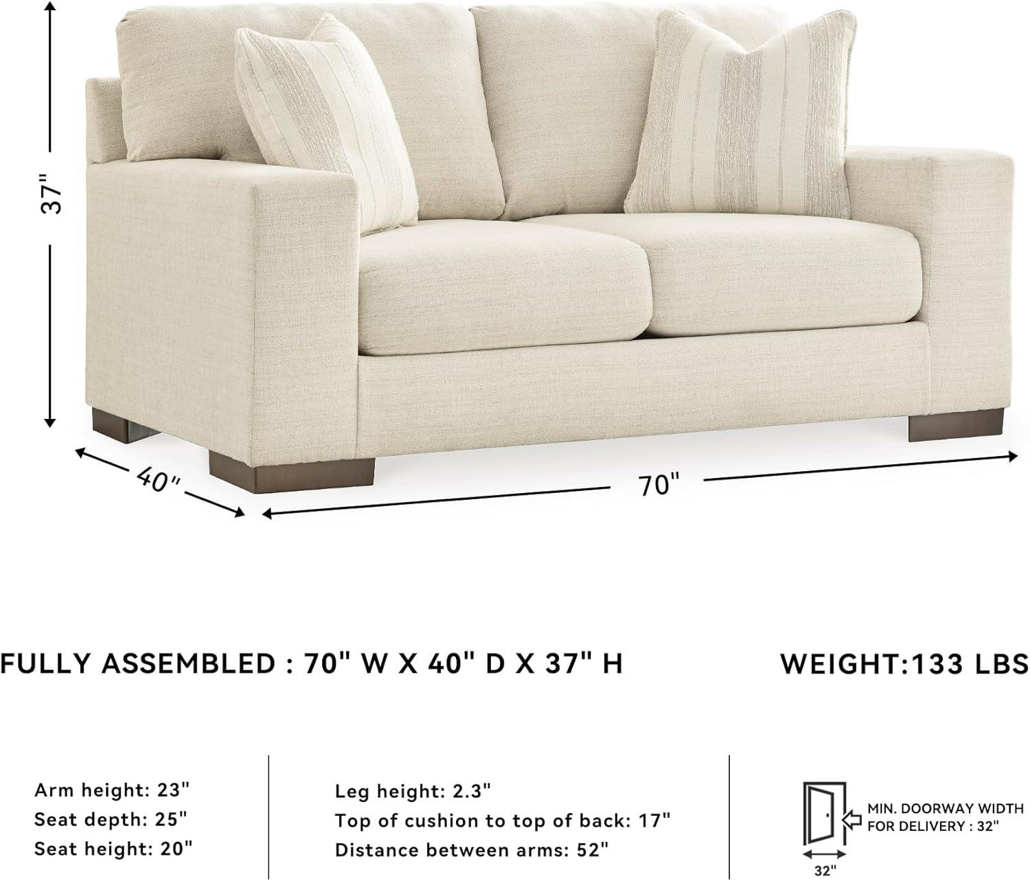 imageSignature Design by Ashley Maggie Contemporary Upholstered Loveseat with Accent Pillows OffWhiteOffwhite