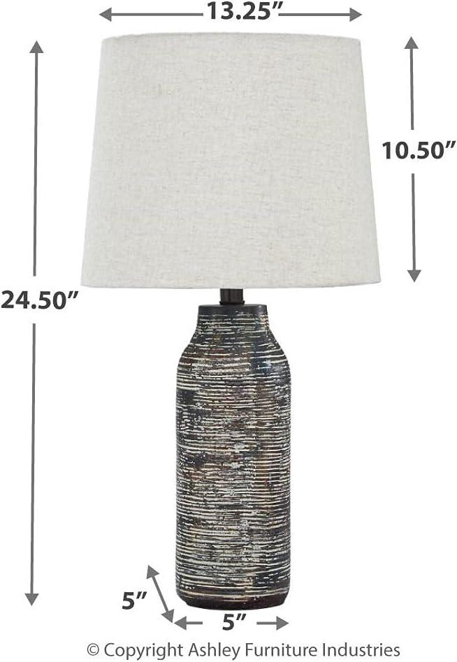 imageSignature Design by Ashley Mahima Eclectic Paper Table Lamp 2 Count  255quot Black ampamp WhiteMahima