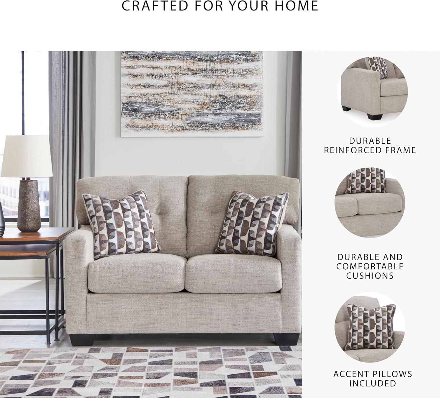 imageSignature Design by Ashley Mahoney Contemporary Tufted Loveseat BeigeBeige