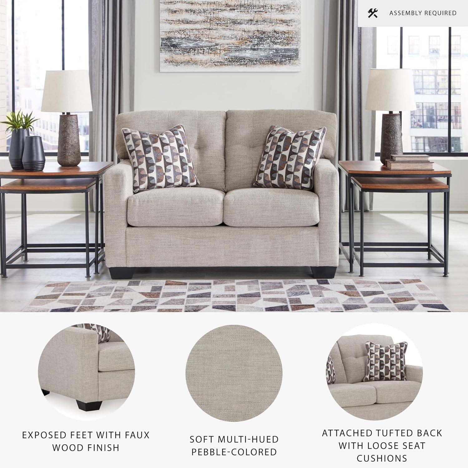 imageSignature Design by Ashley Mahoney Contemporary Tufted Loveseat BeigeBeige
