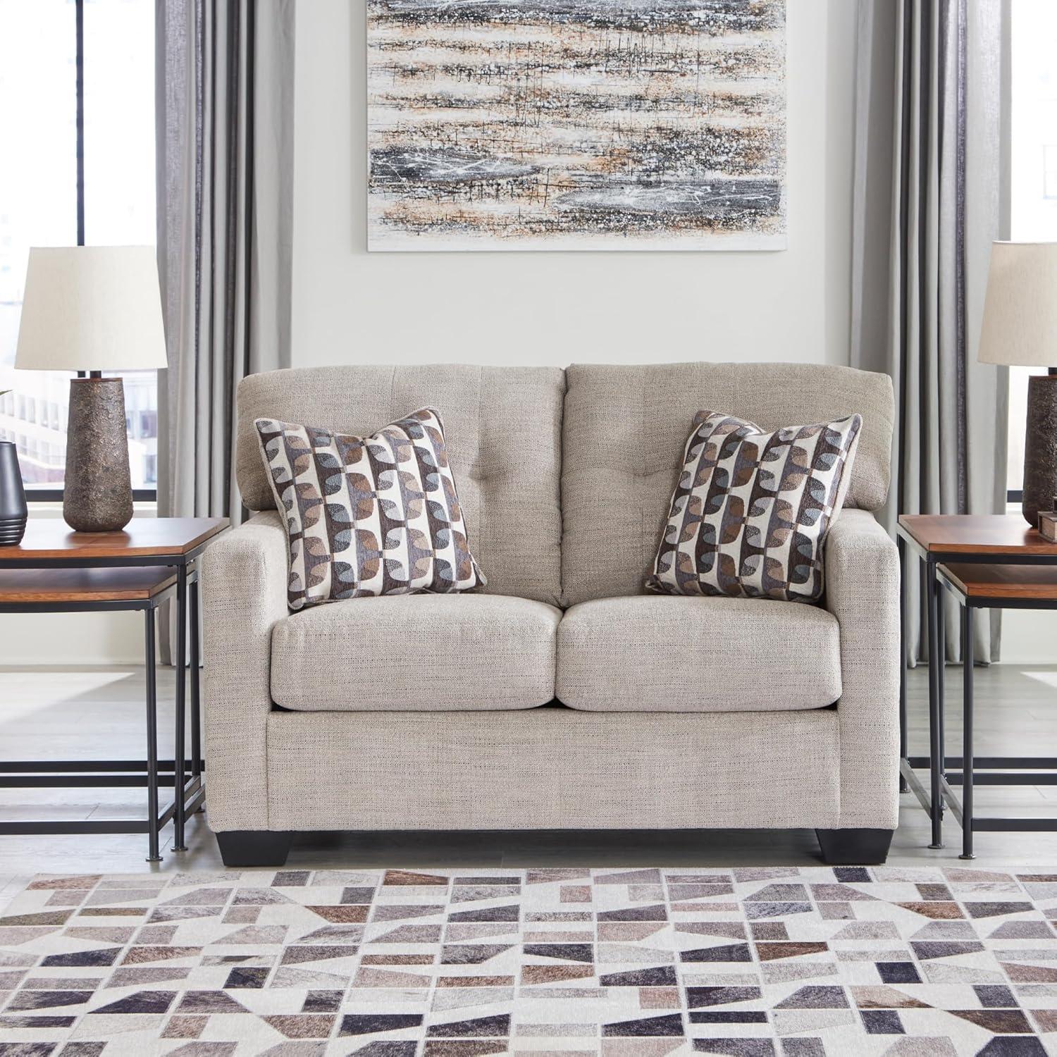 imageSignature Design by Ashley Mahoney Contemporary Tufted Loveseat BeigeBeige