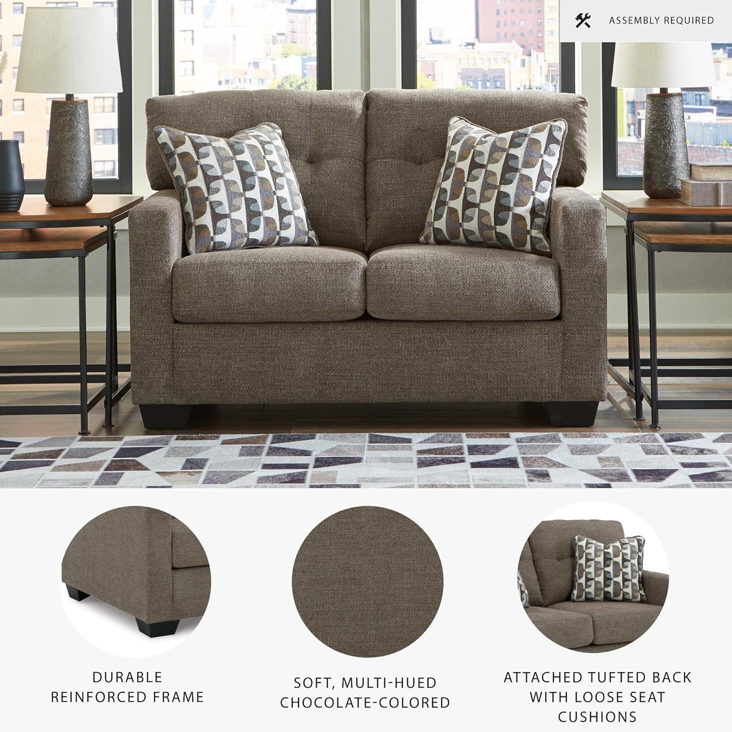 imageSignature Design by Ashley Mahoney Contemporary Tufted Loveseat BeigeBrown