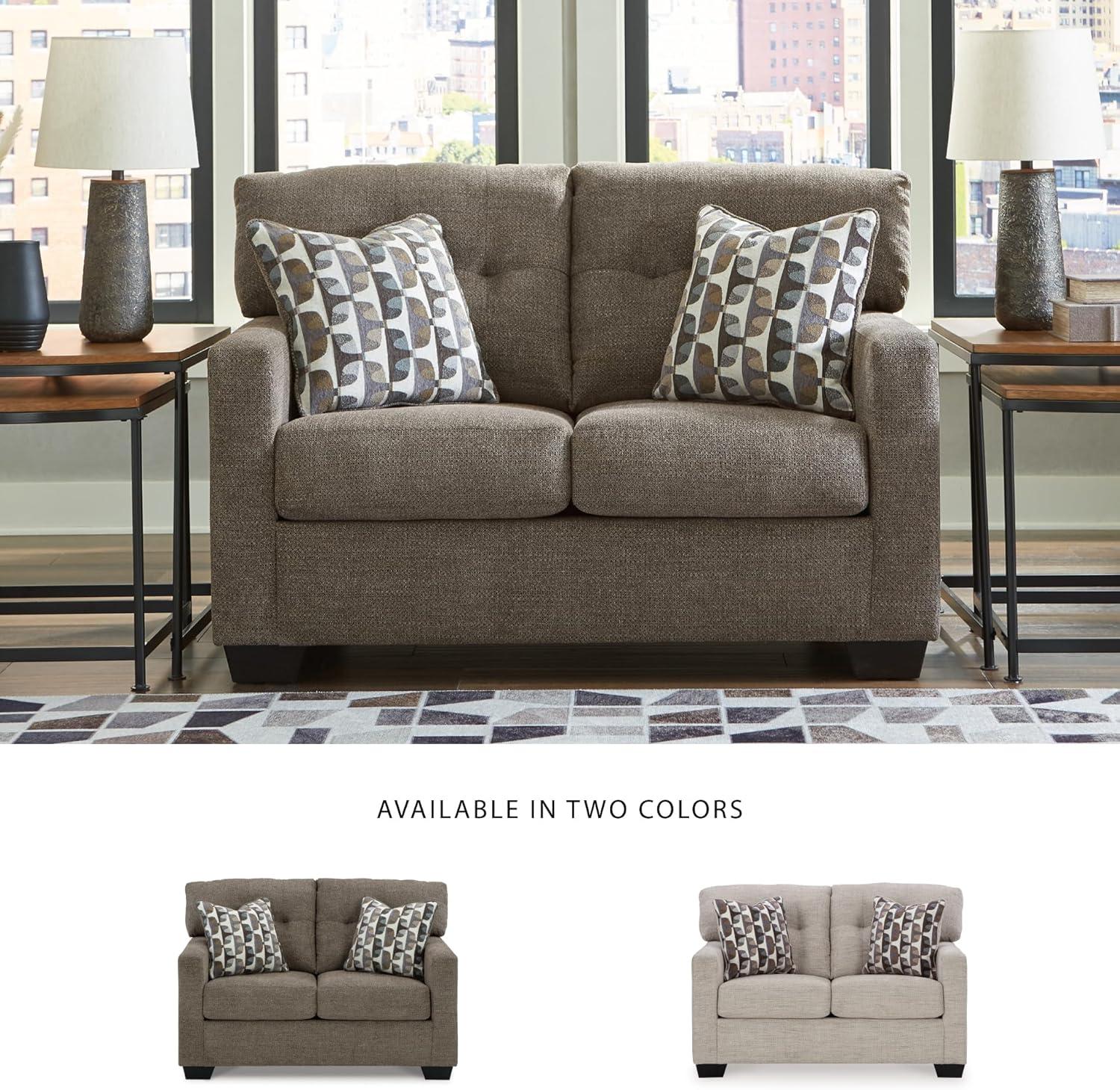 imageSignature Design by Ashley Mahoney Contemporary Tufted Loveseat BeigeBrown