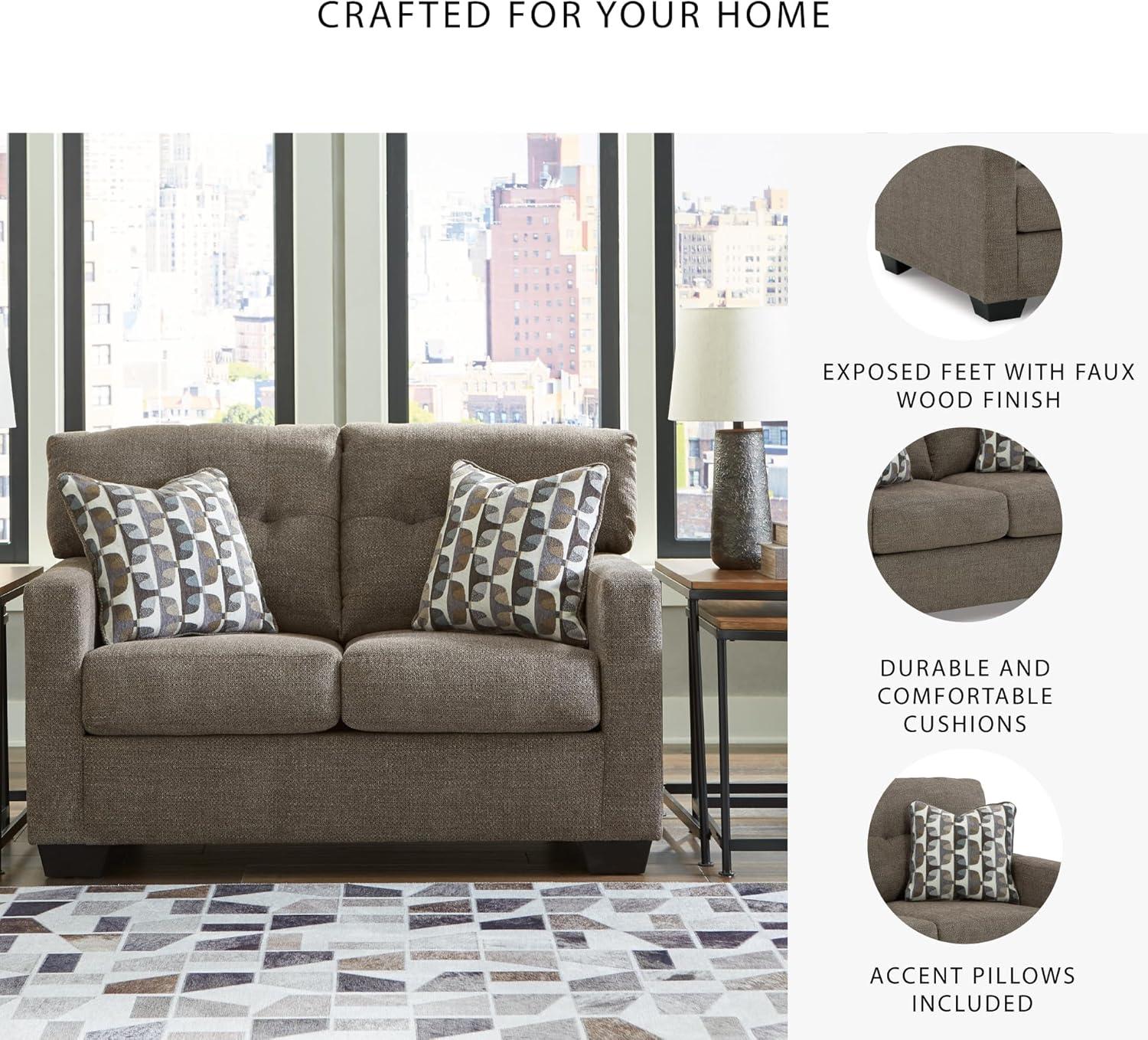 imageSignature Design by Ashley Mahoney Contemporary Tufted Loveseat BeigeBrown