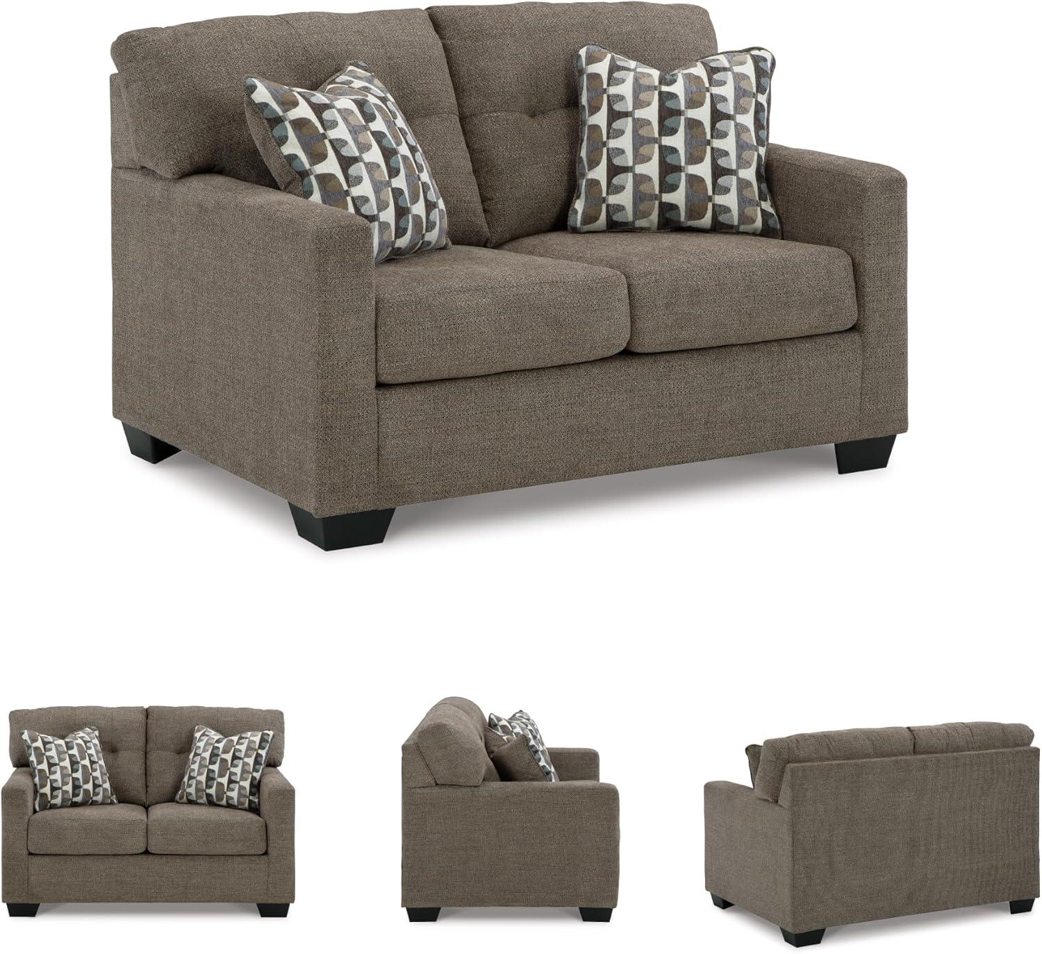 imageSignature Design by Ashley Mahoney Contemporary Tufted Loveseat BeigeBrown