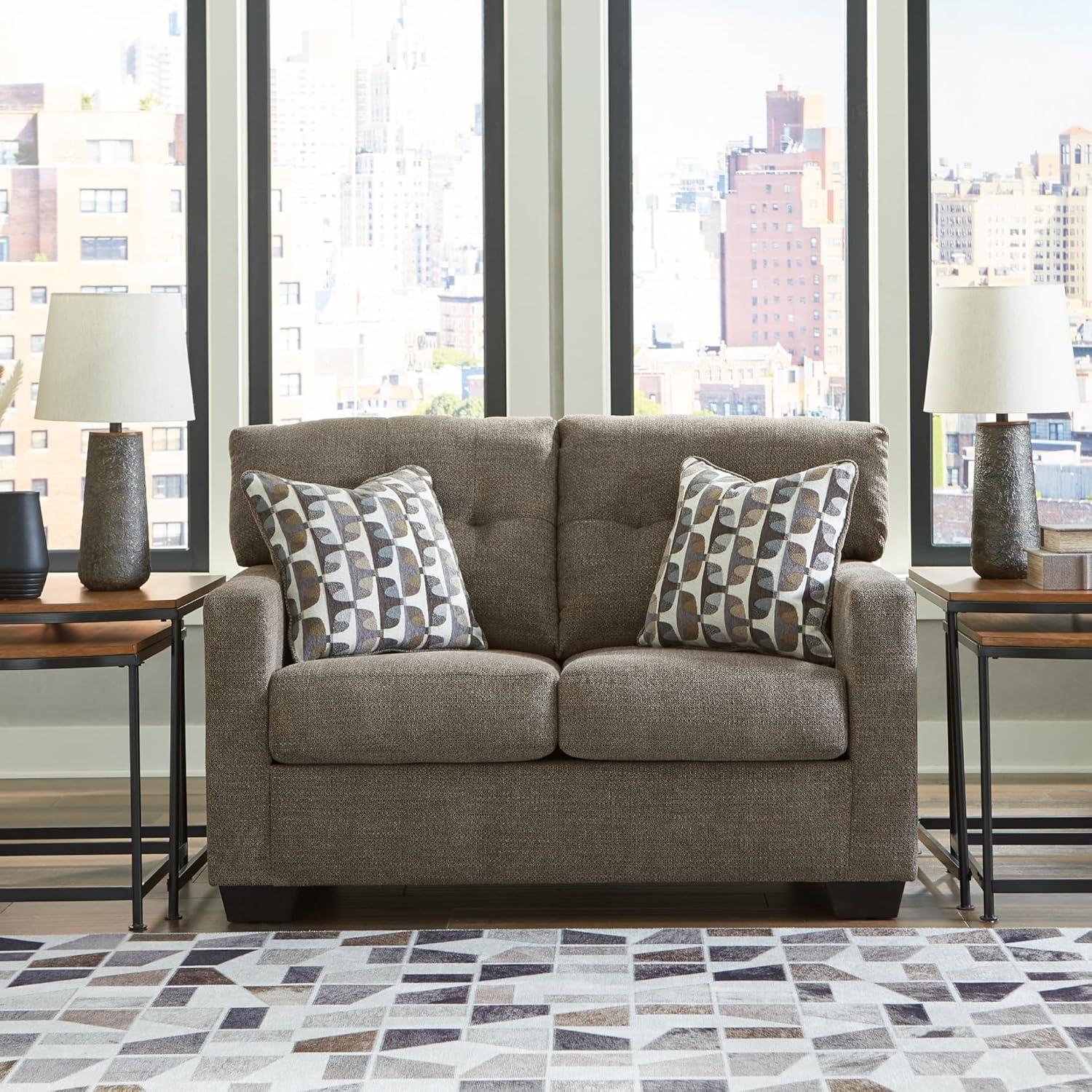 imageSignature Design by Ashley Mahoney Contemporary Tufted Loveseat BeigeBrown