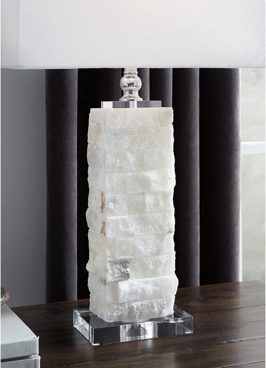imageSignature Design by Ashley Malise Contemporary 27quot Alabaster ampamp Acrylic Table Lamp WhiteMalencia