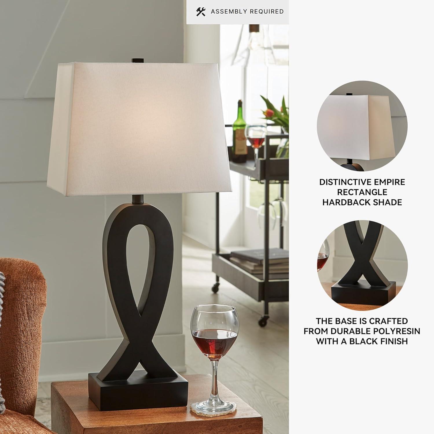 imageSignature Design by Ashley Markellton Modern 2925quot Polyresin Table Lamp Set of 2 Black