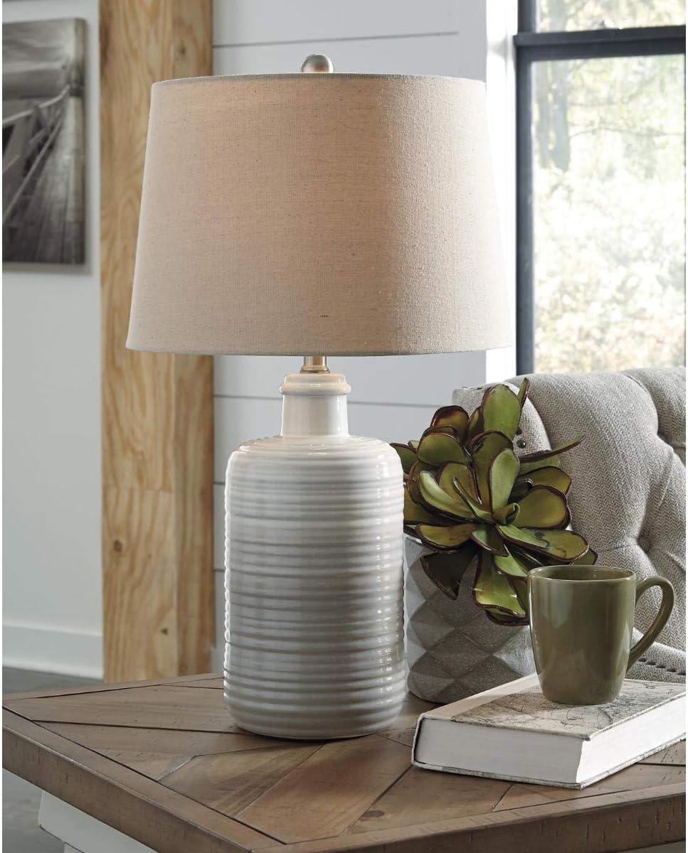 imageSignature Design by Ashley Marnina Ceramic Table Lamp in Taupe Set of 2Marnina