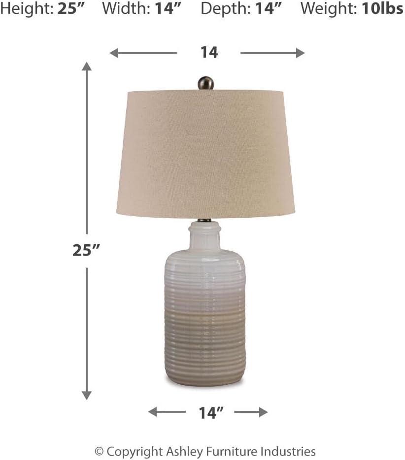 imageSignature Design by Ashley Marnina Ceramic Table Lamp in Taupe Set of 2Marnina
