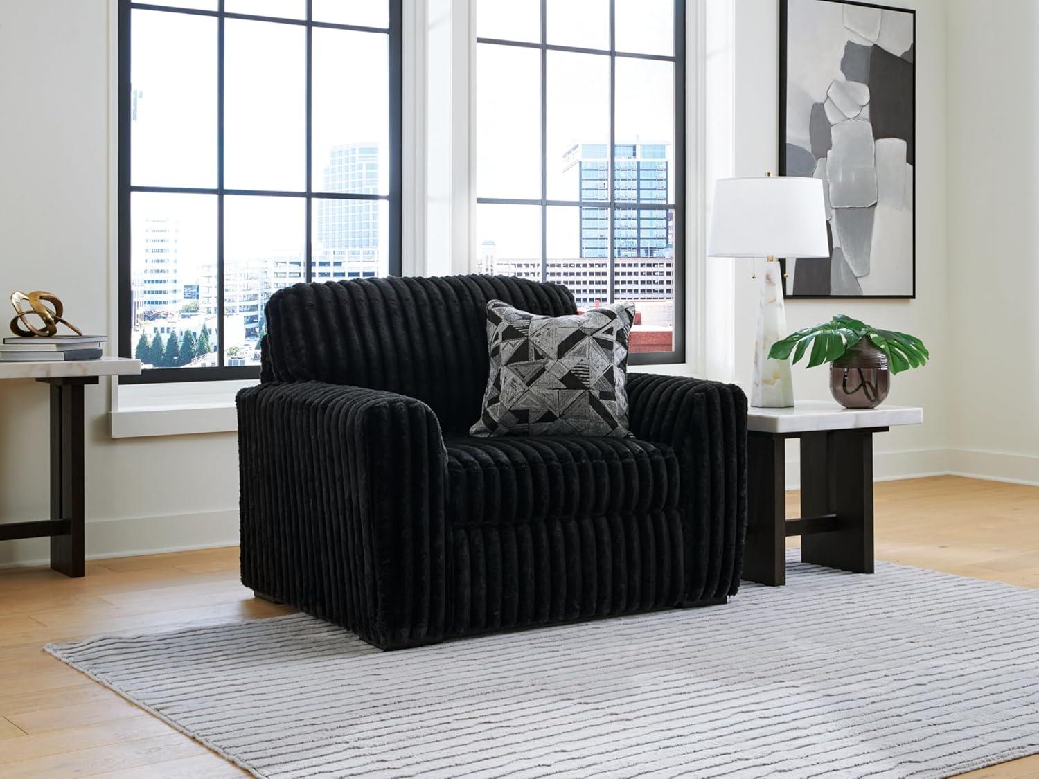 imageSignature Design by Ashley MidnightMadness Casual Anti Sag LeftArm Facing 3Piece Sectional with Chaise Reversible Seat Cushions and 10 Accent Pillows Dark BrownBlack