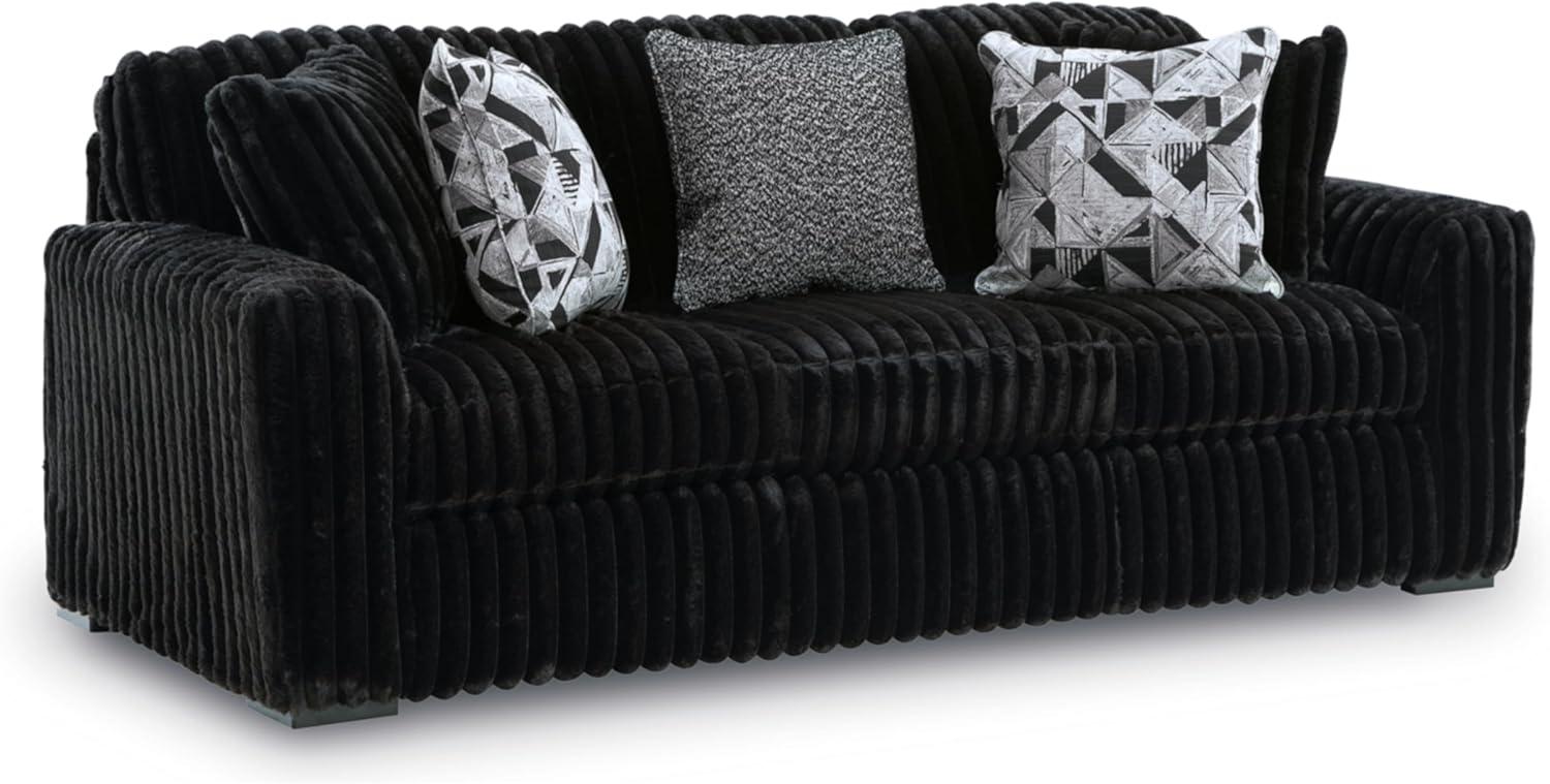 imageSignature Design by Ashley MidnightMadness Casual Anti Sag LeftArm Facing 3Piece Sectional with Chaise Reversible Seat Cushions and 10 Accent Pillows Dark BrownBlack