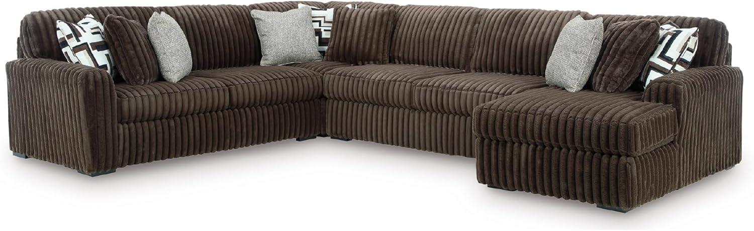imageSignature Design by Ashley MidnightMadness Casual Anti Sag LeftArm Facing 3Piece Sectional with Chaise Reversible Seat Cushions and 10 Accent Pillows Dark BrownBrown