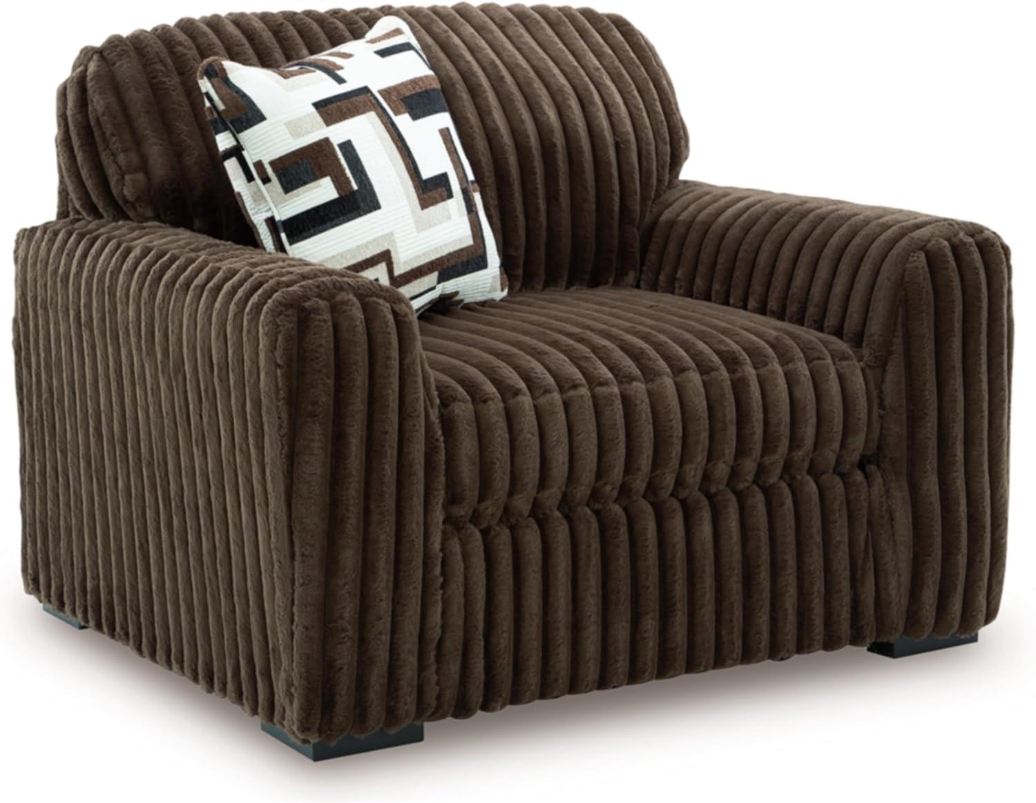 imageSignature Design by Ashley MidnightMadness Casual Anti Sag LeftArm Facing 3Piece Sectional with Chaise Reversible Seat Cushions and 10 Accent Pillows Dark BrownBrown