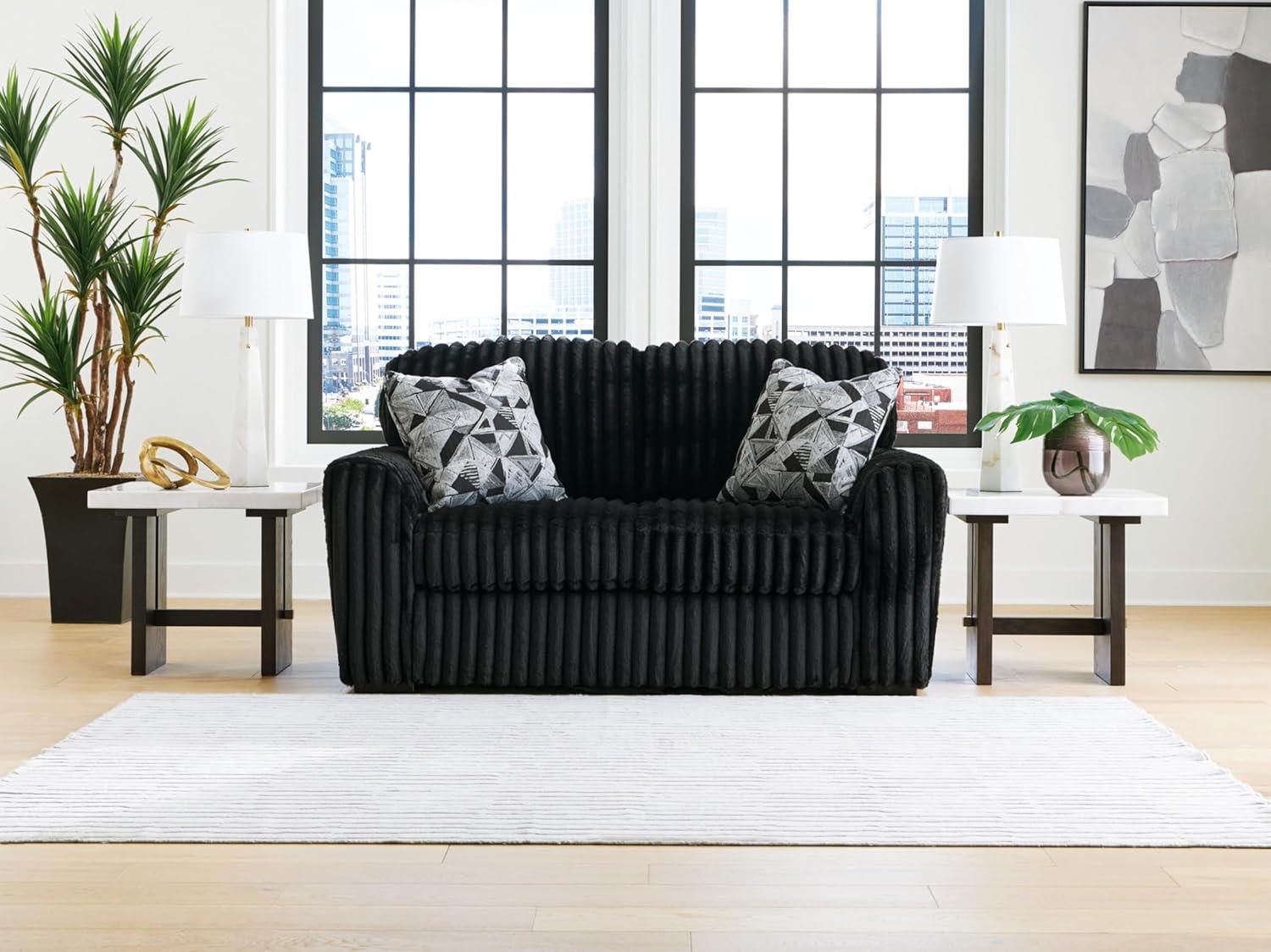 imageSignature Design by Ashley MidnightMadness Casual Anti Sag LeftArm Facing 3Piece Sectional with Chaise Reversible Seat Cushions and 10 Accent Pillows Dark BrownBlack
