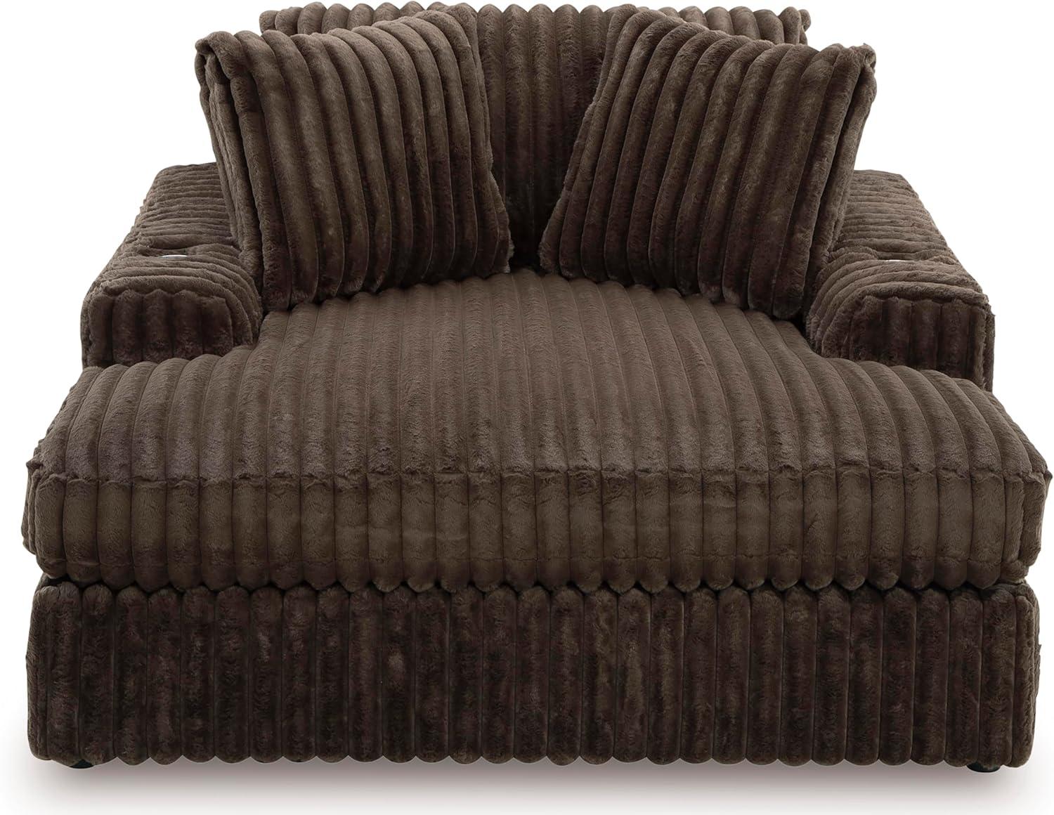 imageSignature Design by Ashley MidnightMadness Casual Anti Sag LeftArm Facing 3Piece Sectional with Chaise Reversible Seat Cushions and 10 Accent Pillows Dark BrownBrown