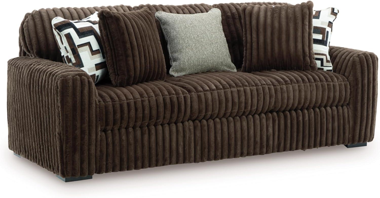 imageSignature Design by Ashley MidnightMadness Casual Anti Sag LeftArm Facing 3Piece Sectional with Chaise Reversible Seat Cushions and 10 Accent Pillows Dark BrownBrown