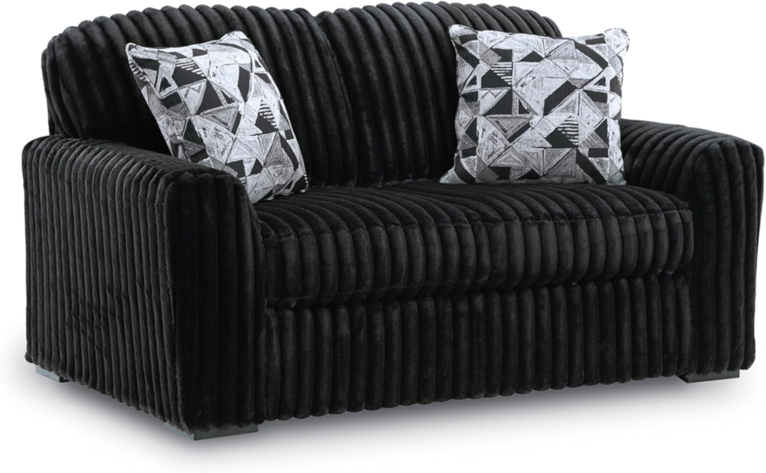 imageSignature Design by Ashley MidnightMadness Casual Anti Sag LeftArm Facing 3Piece Sectional with Chaise Reversible Seat Cushions and 10 Accent Pillows Dark BrownBlack