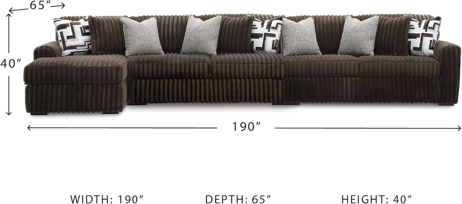 imageSignature Design by Ashley MidnightMadness Casual Anti Sag LeftArm Facing 3Piece Sectional with Chaise Reversible Seat Cushions and 10 Accent Pillows Dark BrownBrown