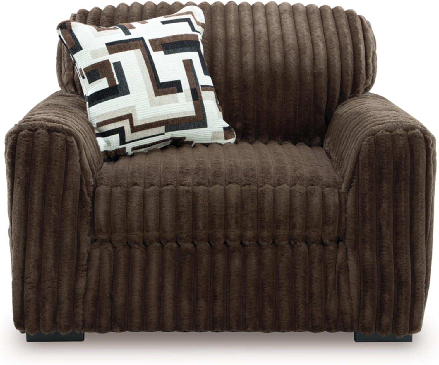 imageSignature Design by Ashley MidnightMadness Casual Anti Sag LeftArm Facing 3Piece Sectional with Chaise Reversible Seat Cushions and 10 Accent Pillows Dark BrownBrown