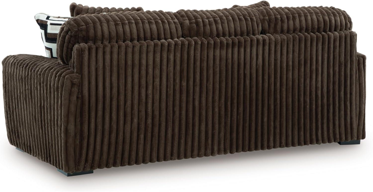 imageSignature Design by Ashley MidnightMadness Casual Anti Sag LeftArm Facing 3Piece Sectional with Chaise Reversible Seat Cushions and 10 Accent Pillows Dark BrownBrown