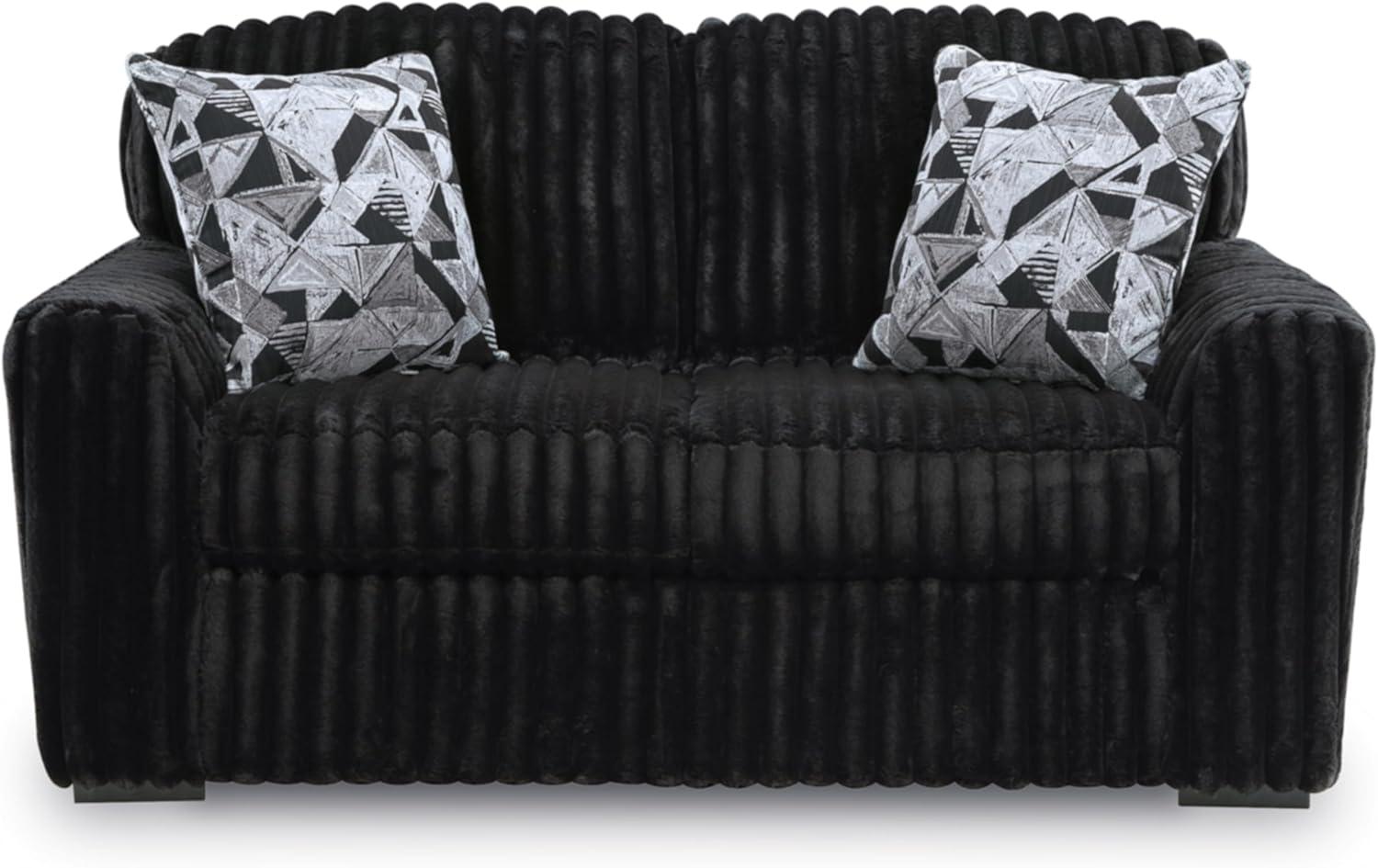 imageSignature Design by Ashley MidnightMadness Casual Anti Sag LeftArm Facing 3Piece Sectional with Chaise Reversible Seat Cushions and 10 Accent Pillows Dark BrownBlack