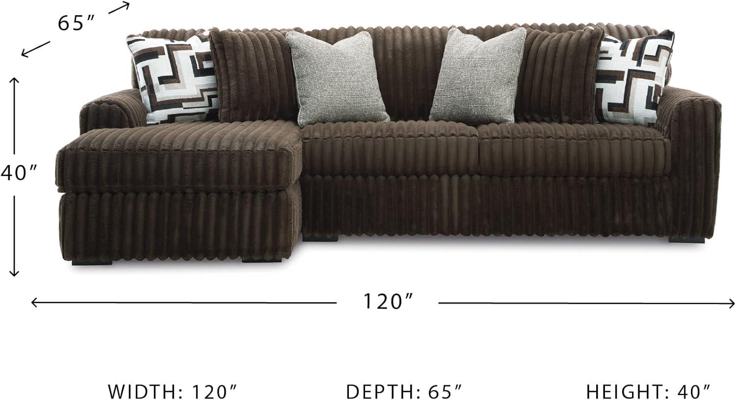 imageSignature Design by Ashley MidnightMadness Casual Anti Sag LeftArm Facing 3Piece Sectional with Chaise Reversible Seat Cushions and 10 Accent Pillows Dark BrownBrown