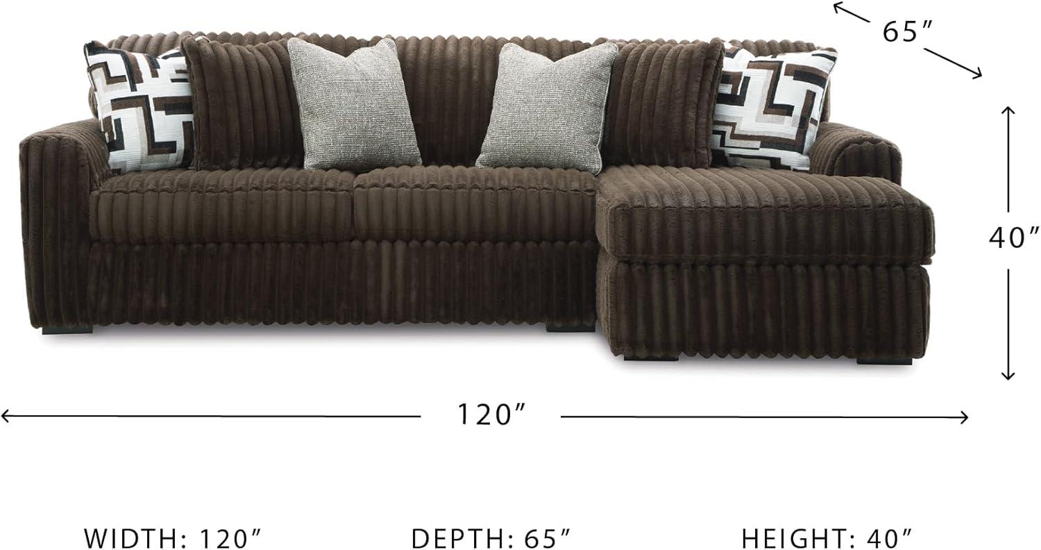 imageSignature Design by Ashley MidnightMadness Casual Anti Sag LeftArm Facing 3Piece Sectional with Chaise Reversible Seat Cushions and 10 Accent Pillows Dark BrownBrown
