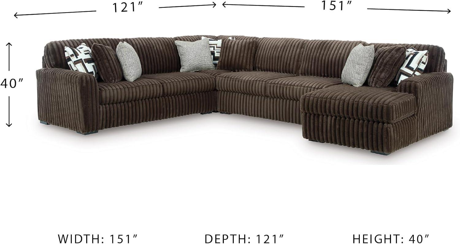 imageSignature Design by Ashley MidnightMadness Casual Anti Sag LeftArm Facing 3Piece Sectional with Chaise Reversible Seat Cushions and 10 Accent Pillows Dark BrownBrown
