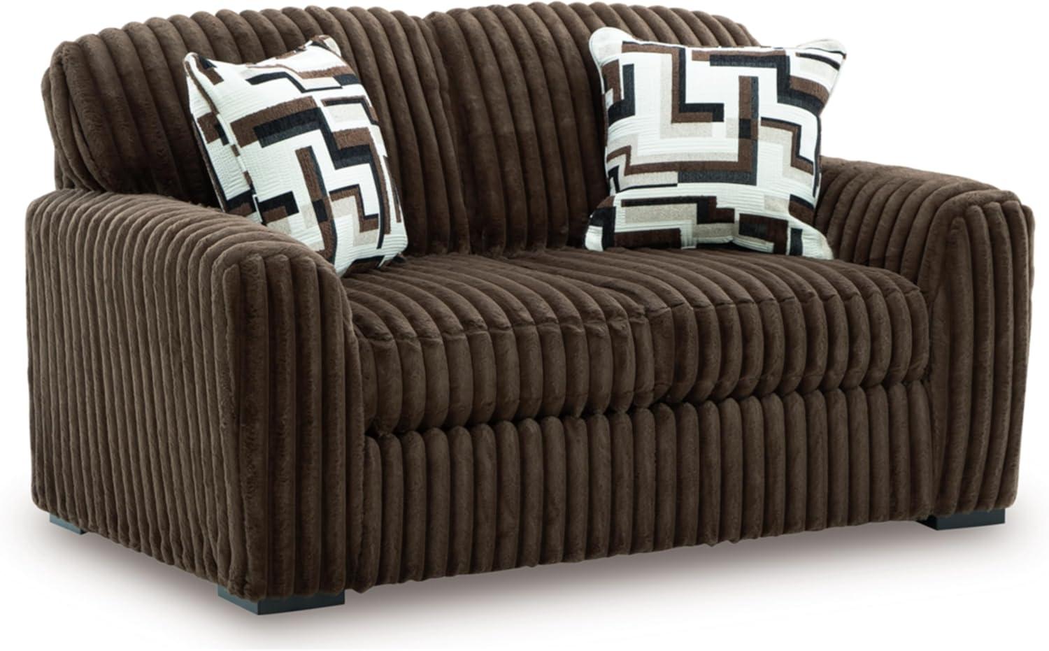 imageSignature Design by Ashley MidnightMadness Casual Anti Sag LeftArm Facing 3Piece Sectional with Chaise Reversible Seat Cushions and 10 Accent Pillows Dark BrownBrown