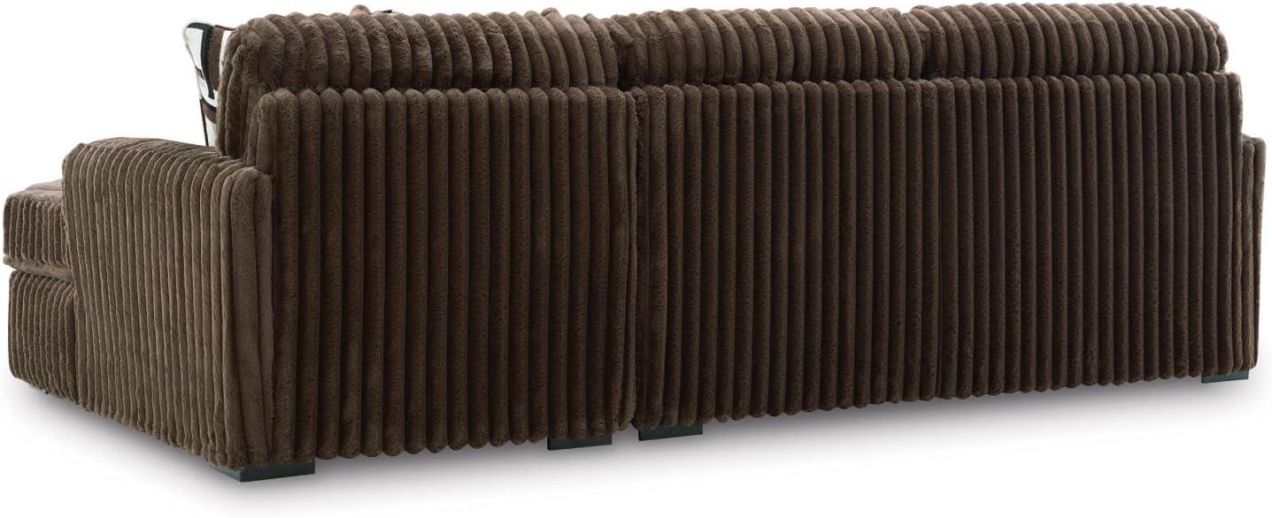imageSignature Design by Ashley MidnightMadness Casual Anti Sag LeftArm Facing 3Piece Sectional with Chaise Reversible Seat Cushions and 10 Accent Pillows Dark BrownBrown