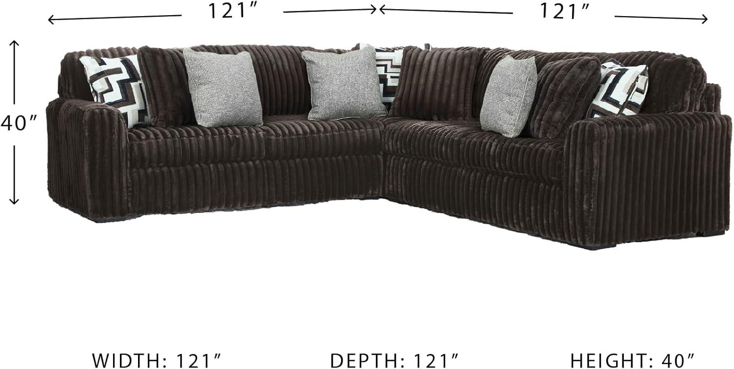 imageSignature Design by Ashley MidnightMadness Casual Anti Sag LeftArm Facing 3Piece Sectional with Chaise Reversible Seat Cushions and 10 Accent Pillows Dark BrownBrown