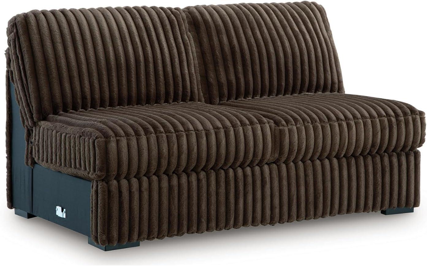 imageSignature Design by Ashley MidnightMadness Casual Anti Sag LeftArm Facing 3Piece Sectional with Chaise Reversible Seat Cushions and 10 Accent Pillows Dark BrownBrown