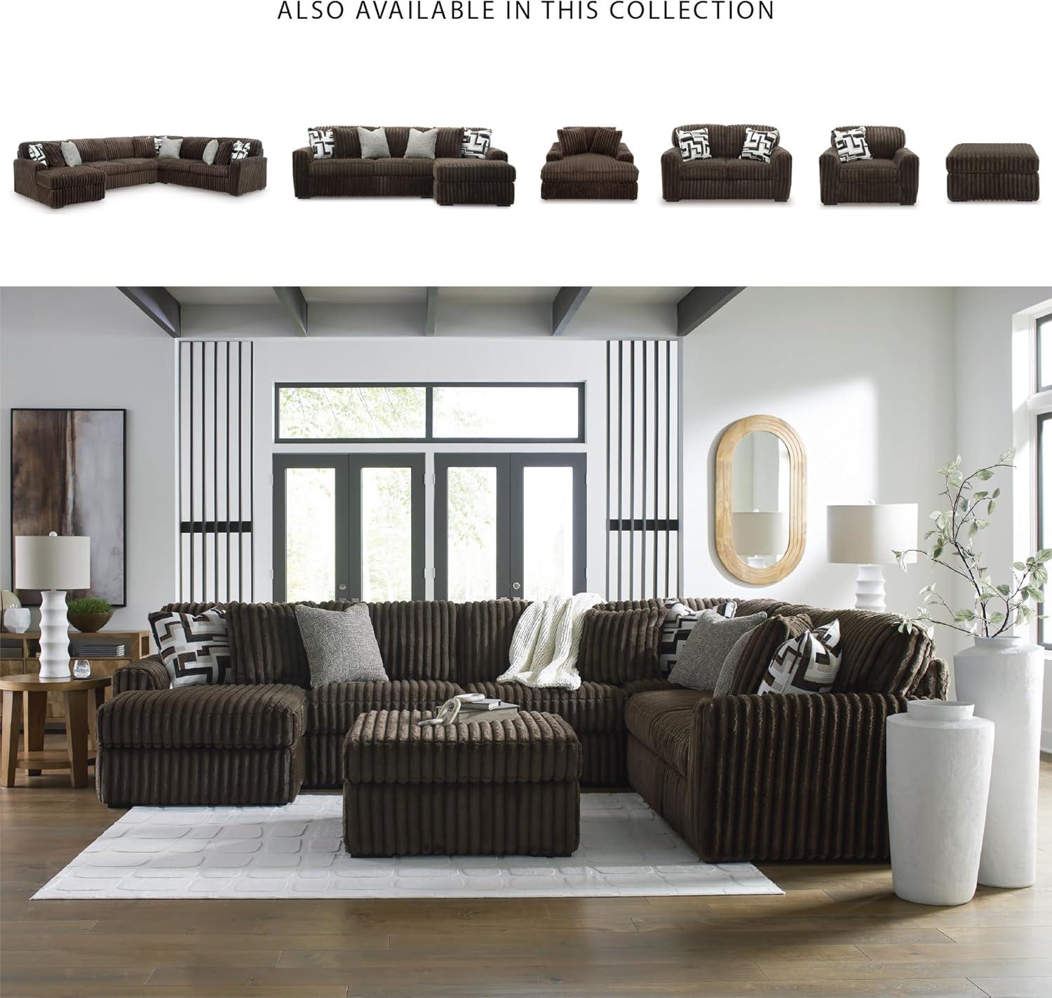imageSignature Design by Ashley MidnightMadness Casual Anti Sag LeftArm Facing 3Piece Sectional with Chaise Reversible Seat Cushions and 10 Accent Pillows Dark BrownBrown