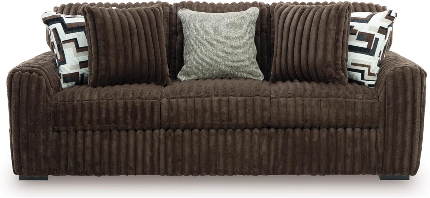 imageSignature Design by Ashley MidnightMadness Casual Anti Sag LeftArm Facing 3Piece Sectional with Chaise Reversible Seat Cushions and 10 Accent Pillows Dark BrownBrown