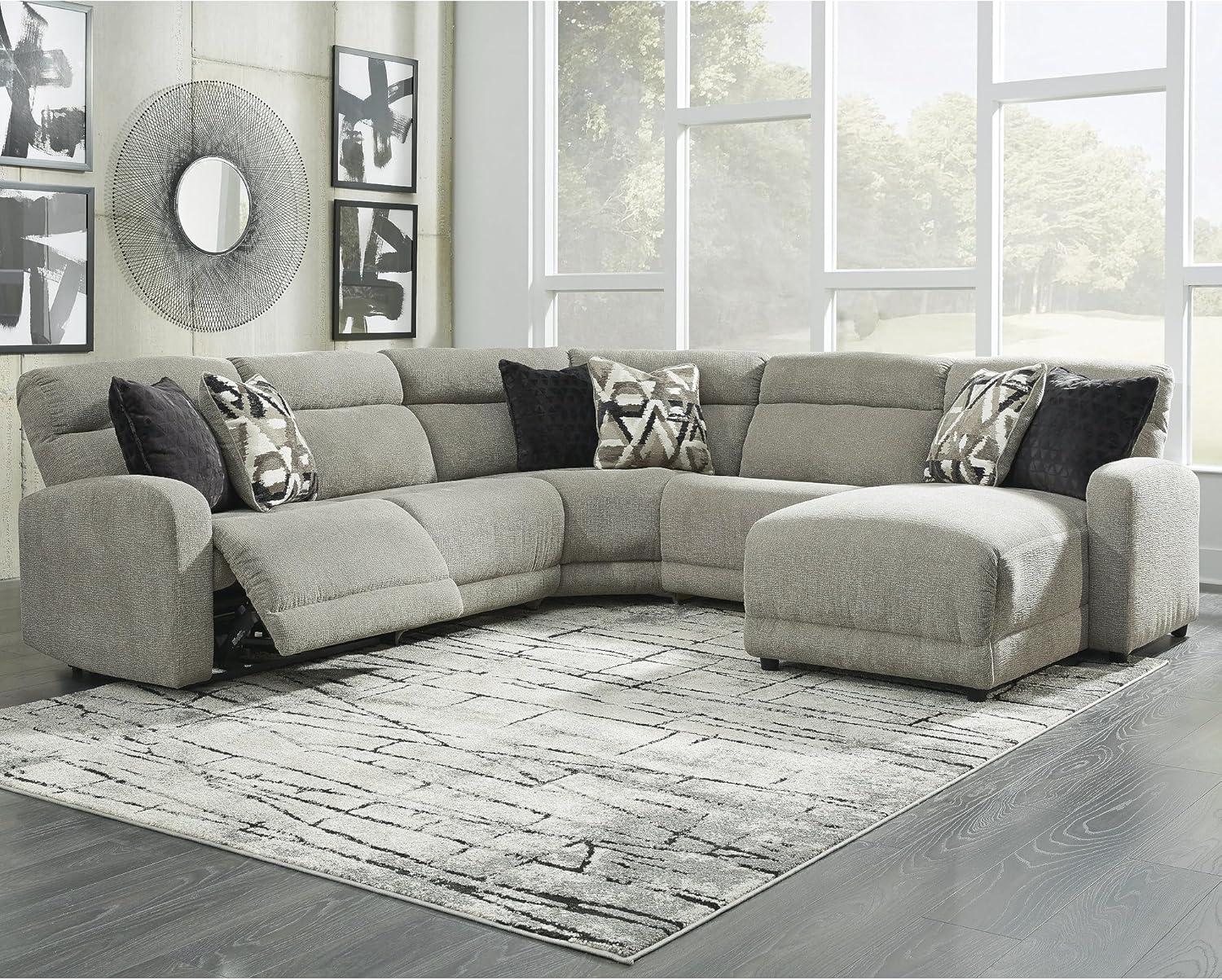 imageSignature Design by Ashley Modern Colleyville UShape LeftArm Facing 5Piece Power Reclining Sectional with USB Charging Ports and Armrest Light GrayLeft Arm Facing
